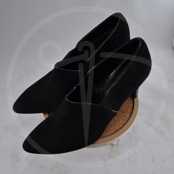 W 9.5M Black Leather Suede, Franco Sarto Booties - Picture 5 of 6